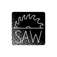 Woodworking table saw black hand drawn icon in halftone texture style