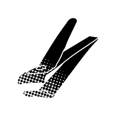Toe nail clipper black hand drawn icon in halftone texture style