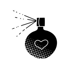 Women beauty perfume black hand drawn icon in halftone texture style