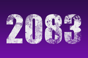 flat white grunge number of 2083 on purple background.	