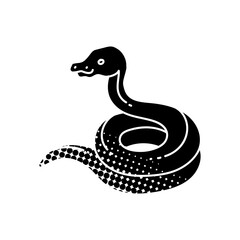 Coiling snake icon Reptile animal pet veterinary black hand drawn icon in halftone texture style