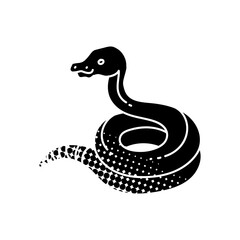 Fototapeta premium Injured snake icon Reptile animal pet veterinary black hand drawn icon in halftone texture style