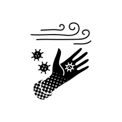 Wind carried viruses black hand drawn icon in halftone texture style