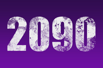 flat white grunge number of 2090 on purple background.	