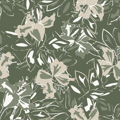 Neutral Colour Abstract Floral Seamless Pattern Design