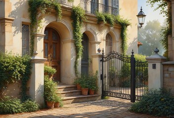 Digital Art of a Beautifully Landscaped House