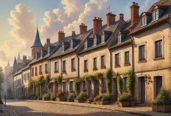Fototapeta premium Traditional European Town Street Scene