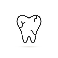 thin line tooth decay icon like disease