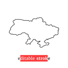 minimal editable stroke ukraine map icon