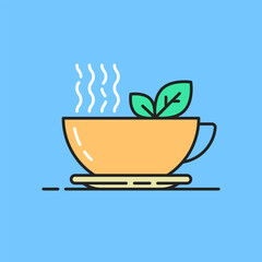 colored cup of leafy aroma tea icon