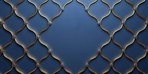 Elegant Gold Lattice Design on Royal Blue Background with Sophisticated and Detailed Luxury Concept