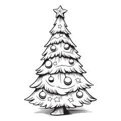 Simple christmas pine tree icon, black vector illustration on white background