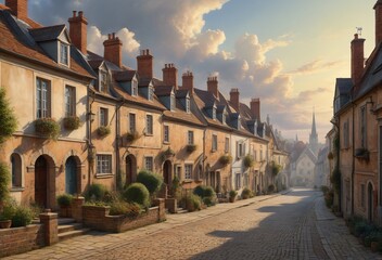 Artwork: Scenic View of a European Village