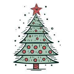 Simple christmas pine tree icon, black vector illustration on white background