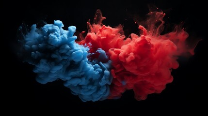 red and blue cloud isolated on black background