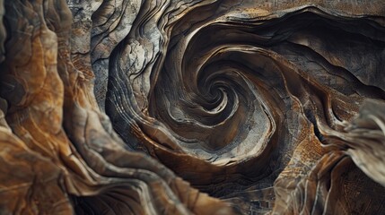 Obraz premium Abstract digital artwork of a spiraling rock formation with intricate patterns and textures
