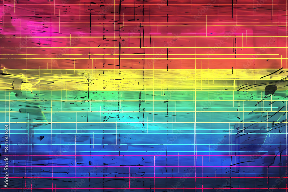 Poster seamless retro colorful rainbow vhs scanlines or tv signal static noise pattern tileable television 