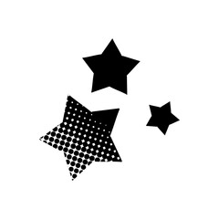 Stars black hand drawn icon in halftone texture style
