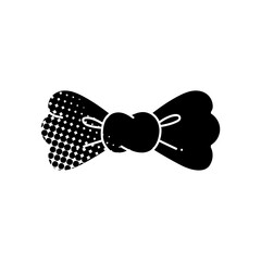 Bow tie black hand drawn icon in halftone texture style