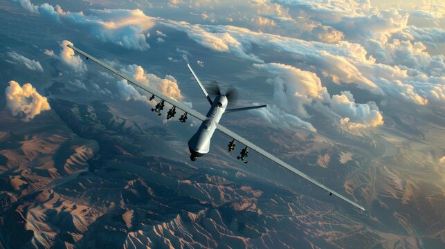 The plane is equipped with missiles and he is on a mission