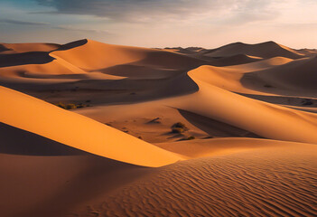 Landscape with sand dunes in the desert