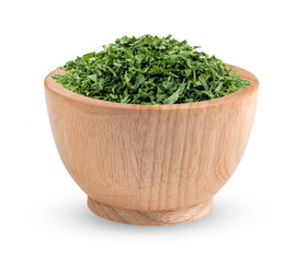 Dried parsley in wood spoon isolated on transparent png