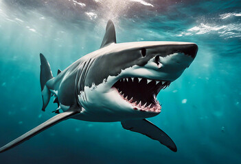 Fototapeta premium Close-up with an attacking shark. A shark attack