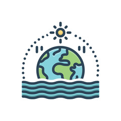 Color illustration icon for global warming