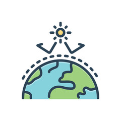 Color illustration icon for green house effect