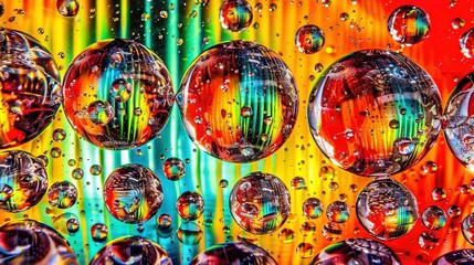 Fototapeta premium A cluster of foamy orbs bobbing above a colorful layer of soapy lagoons, speckled with glistening droplets
