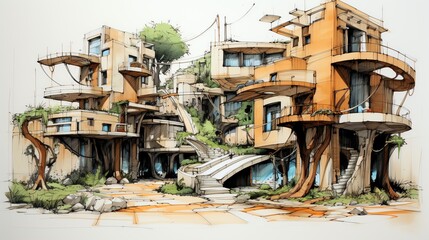 Fototapeta premium Sustainable development project sketch