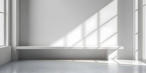 Minimalist White Table in Bright Open Studio Space for Product Presentation