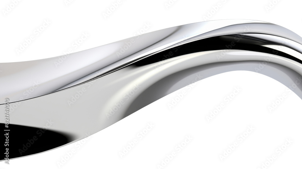 Poster 3d futuristic silver curve isolated on transparent background