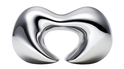 3d futuristic silver curve isolated on transparent background