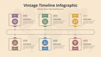 Infographic design 6 options or steps with icons. Infographic vintage concept Can be used for info graphics, flow charts, presentations, web sites, banners.
