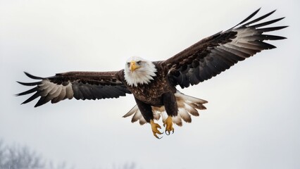 Obraz premium Eagle fly in snow Mountain Sit on Branch