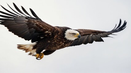 Fototapeta premium Eagle fly in snow Mountain Sit on Branch