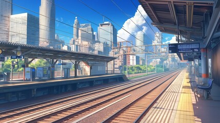 Naklejka premium 駅のホームからの風景、都会4