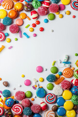 Fototapeta premium Colorful candies on white background
