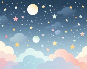 Star pattern flat design side view universe theme water color animation colored pastel