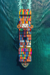 top view of cargo ship