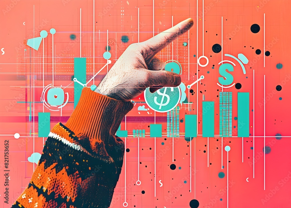 Aufkleber expressive hand gesture showcasing vibrant abstract shapes and patterns