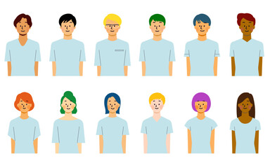若い多国籍の人々のセット
