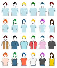 シンプルな人々　男女のバリエーションセット