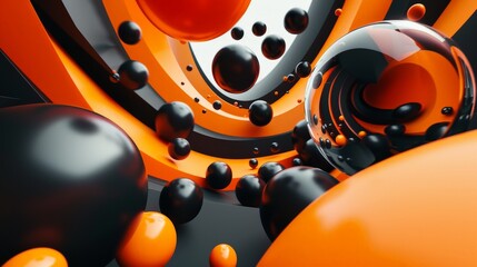 a Szene with 3D elements in the colors black an orange