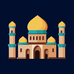 a stylized of a muslim mosque,a flat design of a masjid for Islamic organizations or communities