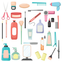 Salon Equipment in Flat Vector Illustration