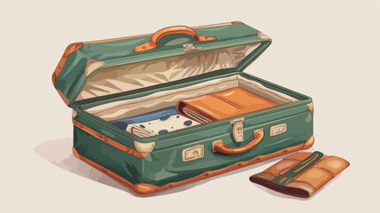 Packed suitcase on light background. Travel concept Vector