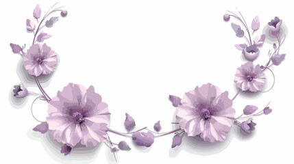 Pale purple embelliished floral frame isolated on white