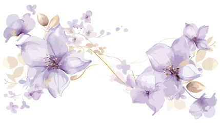 Pale purple embelliished watercolor floral golden fra